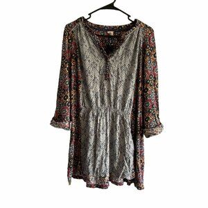 Akemi + Kin Anthropologie Humboldt‎ Tunic Blue Floral Pattern Cotton Size Medium